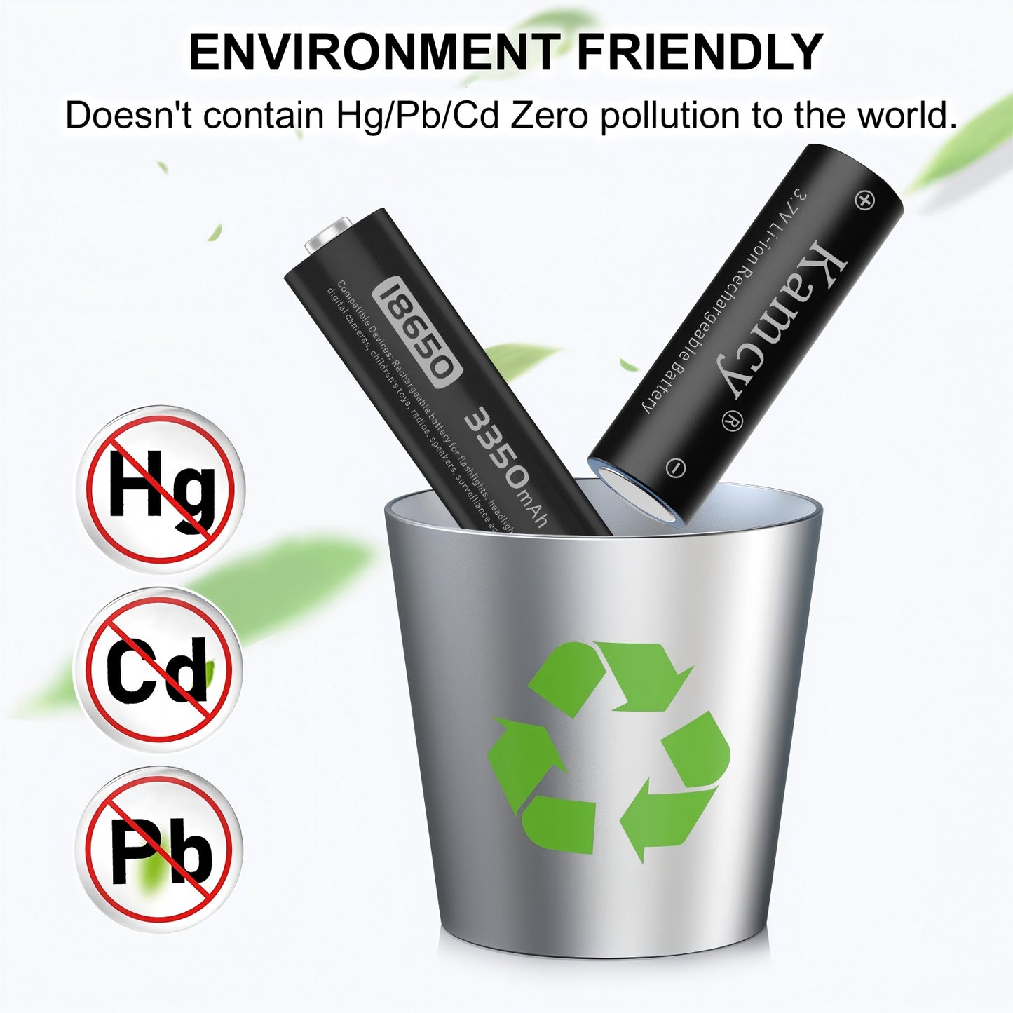 KAMCY 18650 Rechargeable Battery Button Top With 18650 Battery Charger, Universal Smart Charger for 3.7 Volt Rechargeable 18650 Lithium Ion Battery (4 Pack Button Top Battery+Charger)