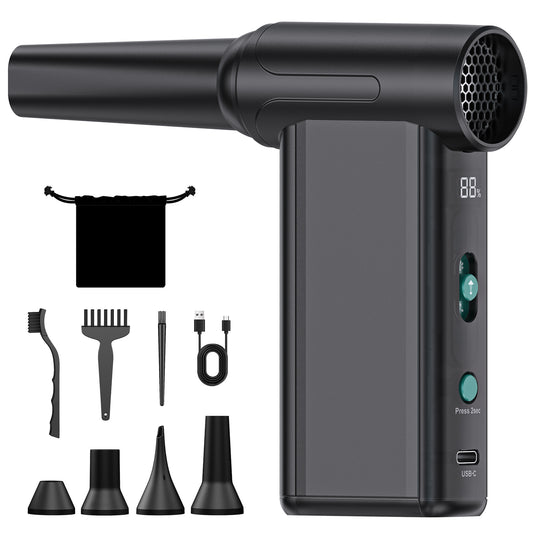 KAMCY Electric Compressed Air Duster, 150000RPM High Speed Rechargeable Air Blower&Pump for Leaf Blower with Digital Display, 8-Speed Modes-Brushless Motor Mini PC Dust Cleaner (Enterprise)