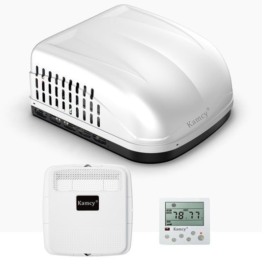 KAMCY 15000 BTU RV Air Conditioner, Non-Ducted RV Rooftop AC Unit, All in One Unit, Easy Install, Quiet AC, 110-120V, Cooling Only, For Camper, Fifth Wheel, Food Trucks, White