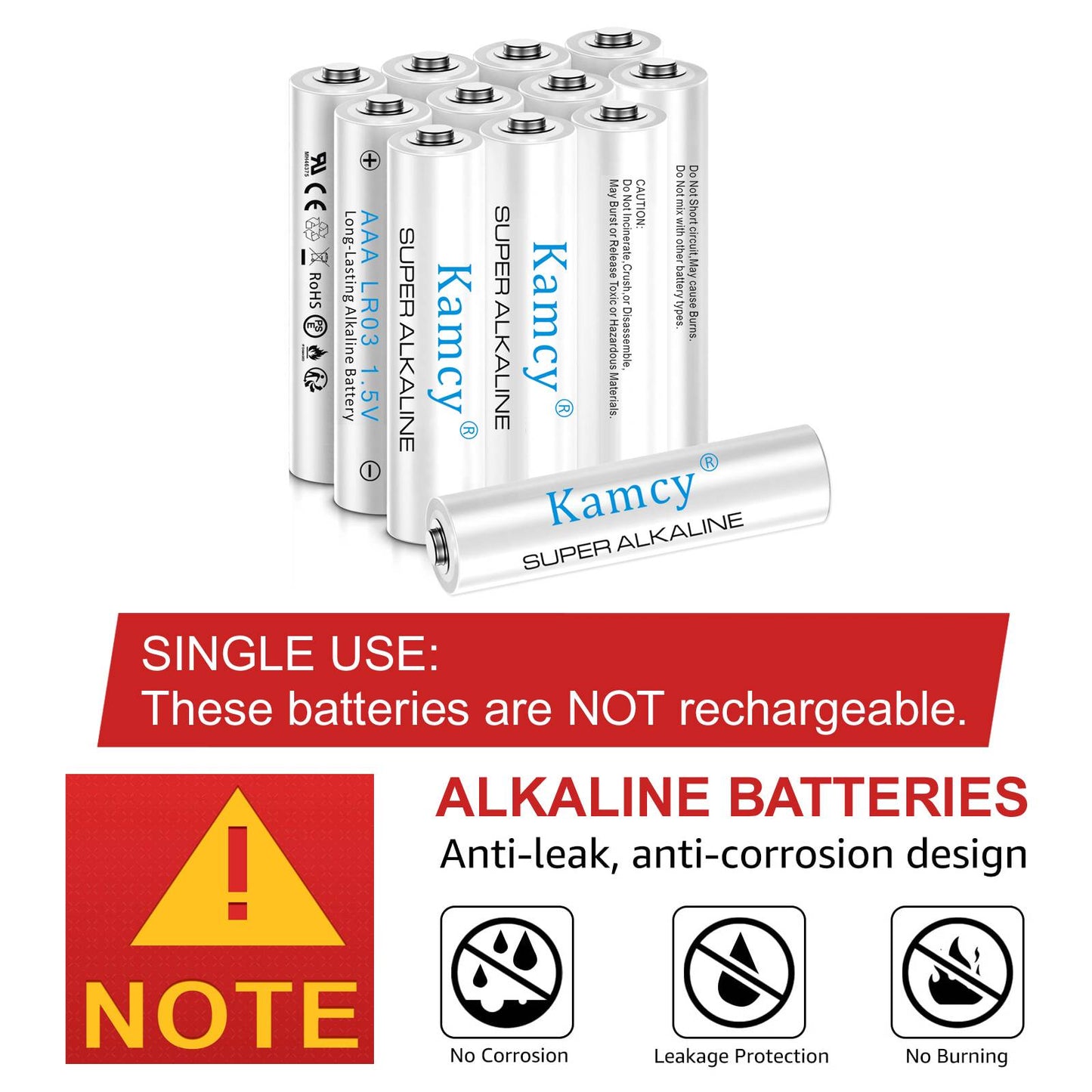 KAMCY AAA Batteries, 1400mAh, 1.5V Triple AAA Batteries (12 Pack), High-Performance Alkaline Batteries AAA Size, Long-Lasting & Leakproof Single-Use AAA Battery