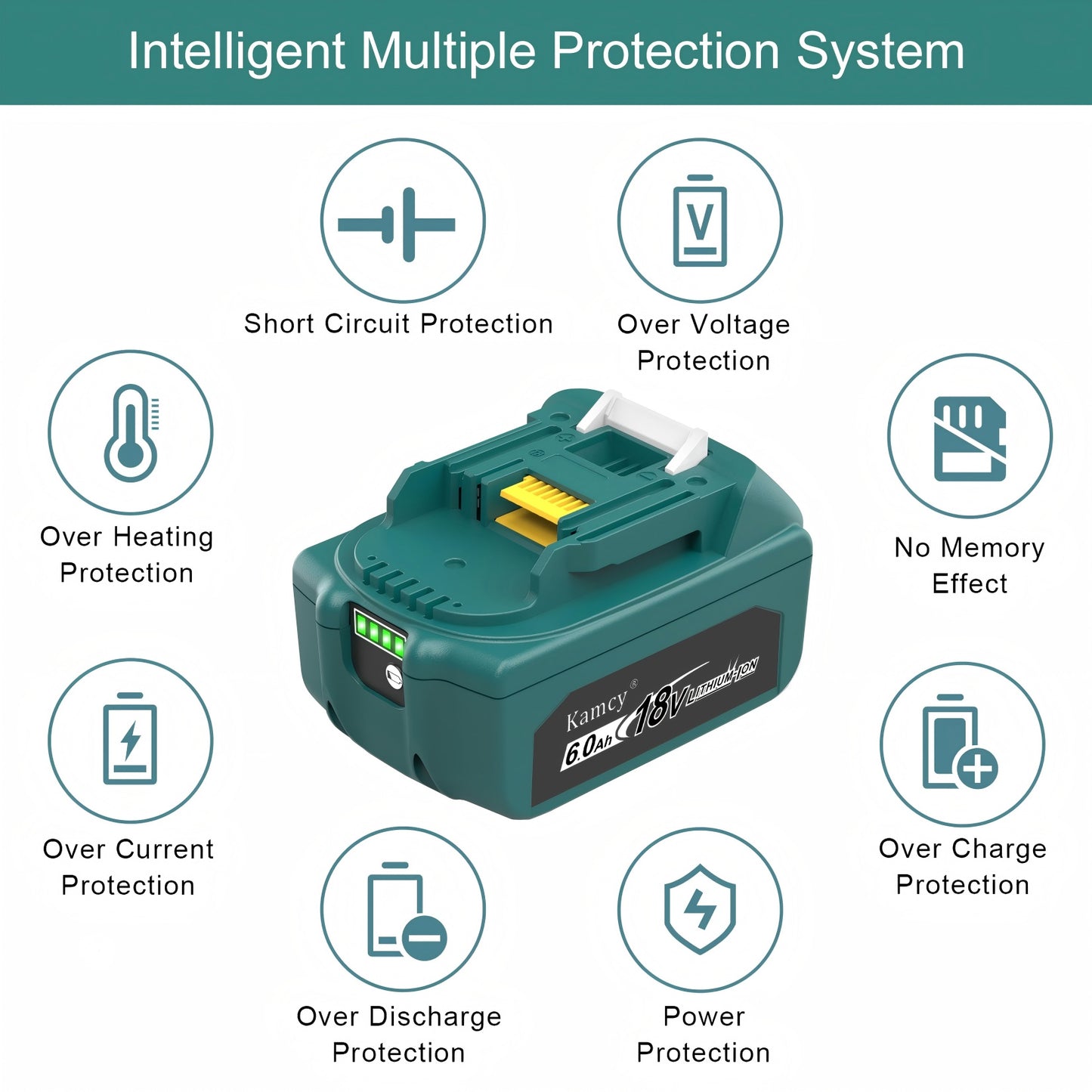 KAMCY 6.0Ah Battery for Makita 18V Battery – Compatible Replacement for 18V Makita Batteries BL1860B BL1850B BL1840B BL1830B BL1820B BL1815B LXT400, Black (Enterprise Series)