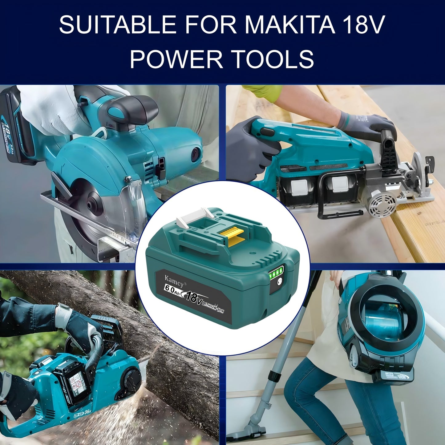 KAMCY 6.0Ah Battery for Makita 18V Battery – Compatible Replacement for 18V Makita Batteries BL1860B BL1850B BL1840B BL1830B BL1820B BL1815B LXT400, Black (Enterprise Series)