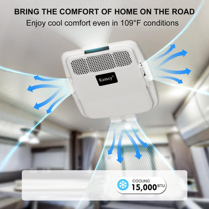 KAMCY 15000 BTU RV Air Conditioner, Non-Ducted RV Rooftop AC Unit, All in One Unit, Easy Install, Quiet AC, 110-120V, Cooling Only, For Camper, Fifth Wheel, Food Trucks, White