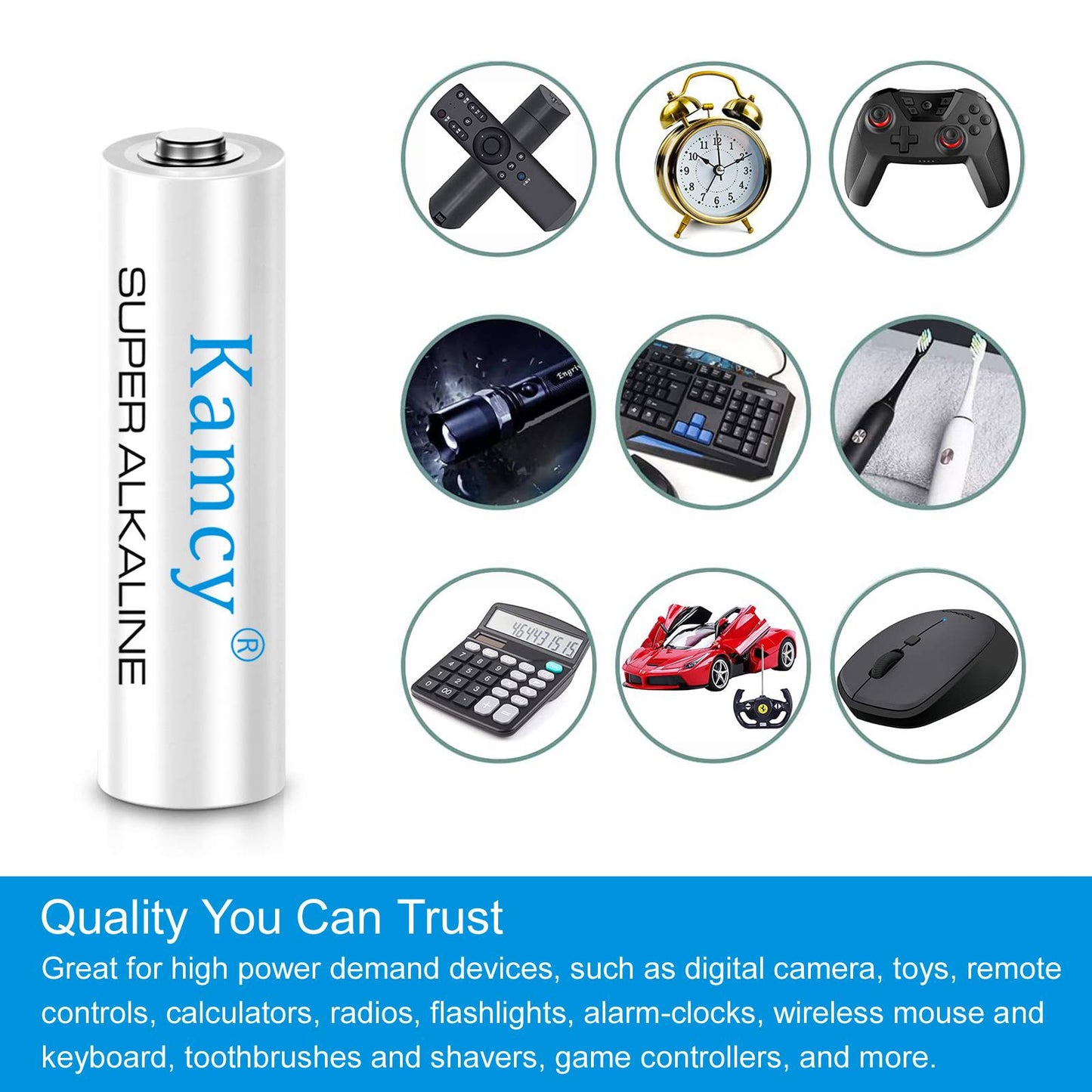 KAMCY AAA Batteries 100 Pack, Triple AAA Batteries 1410mAh for Household and Office Devices, Piles AAA, 1.5V LR03 Alkaline Battery, 10 Years Shelf Life