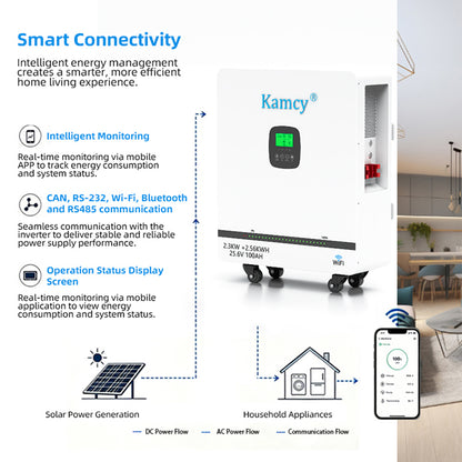 2.56kWh Home All-In-One Energy Storage System 2560Wh Solar Storage Inverter Off-Grid Emergency Power