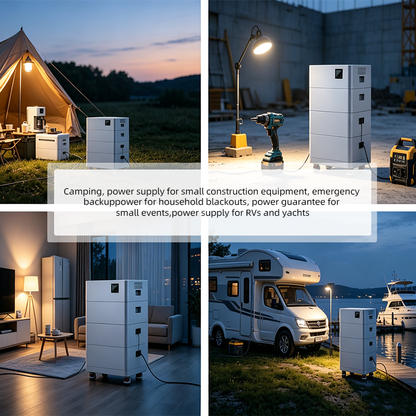 Stackable Home Energy Storage System, 5.12kWh-30.72kWh Expandable LiFePO4 Battery Backup Power, 5kW/15kW All-in-One Off-Grid & Grid-Tied Hybrid Inverter Energy Storage Unit, Smart APP Control for Home Emergency Power Solar Energy Storage