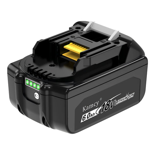 KAMCY 6.0Ah Lithium-ion Replacement Batteries Compatible with Makita 18V Battery BL1860B BL1850B BL1840B BL1830B BL1820B BL1815B LXT400 with LED Indicator Cordless Power Tools, Blue (Enterprise)